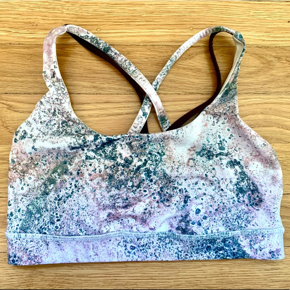 lululemon energy bra sugar crush multi/black cherry size 4